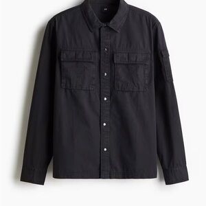 H&M Black Casual Button Down Shirt Relaxed Fit